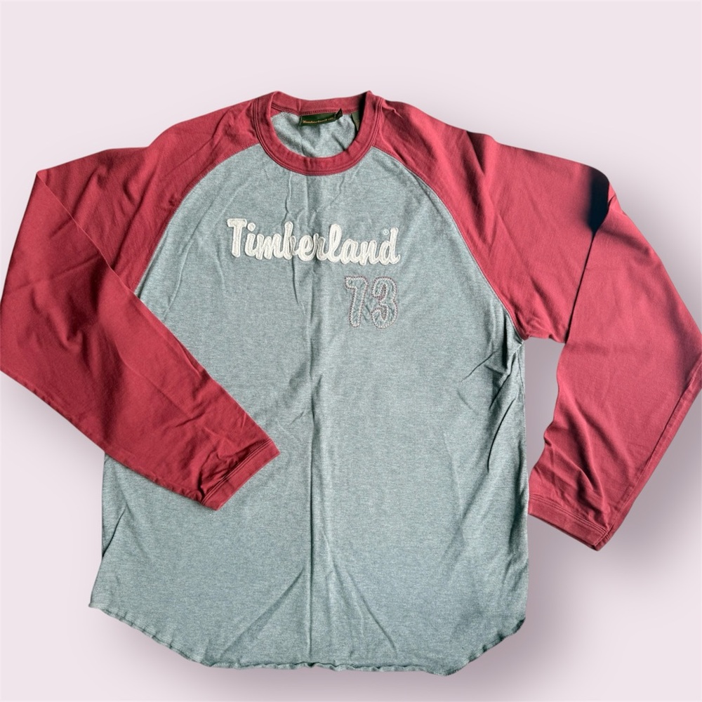 Timberland Burgundy and Gray Crew Neck Shirt XL